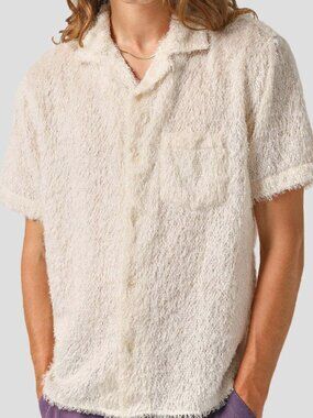 Corridor NYC Gilly SS Camp Shirt Men S Cream Eyelash Texture Resort Indie
